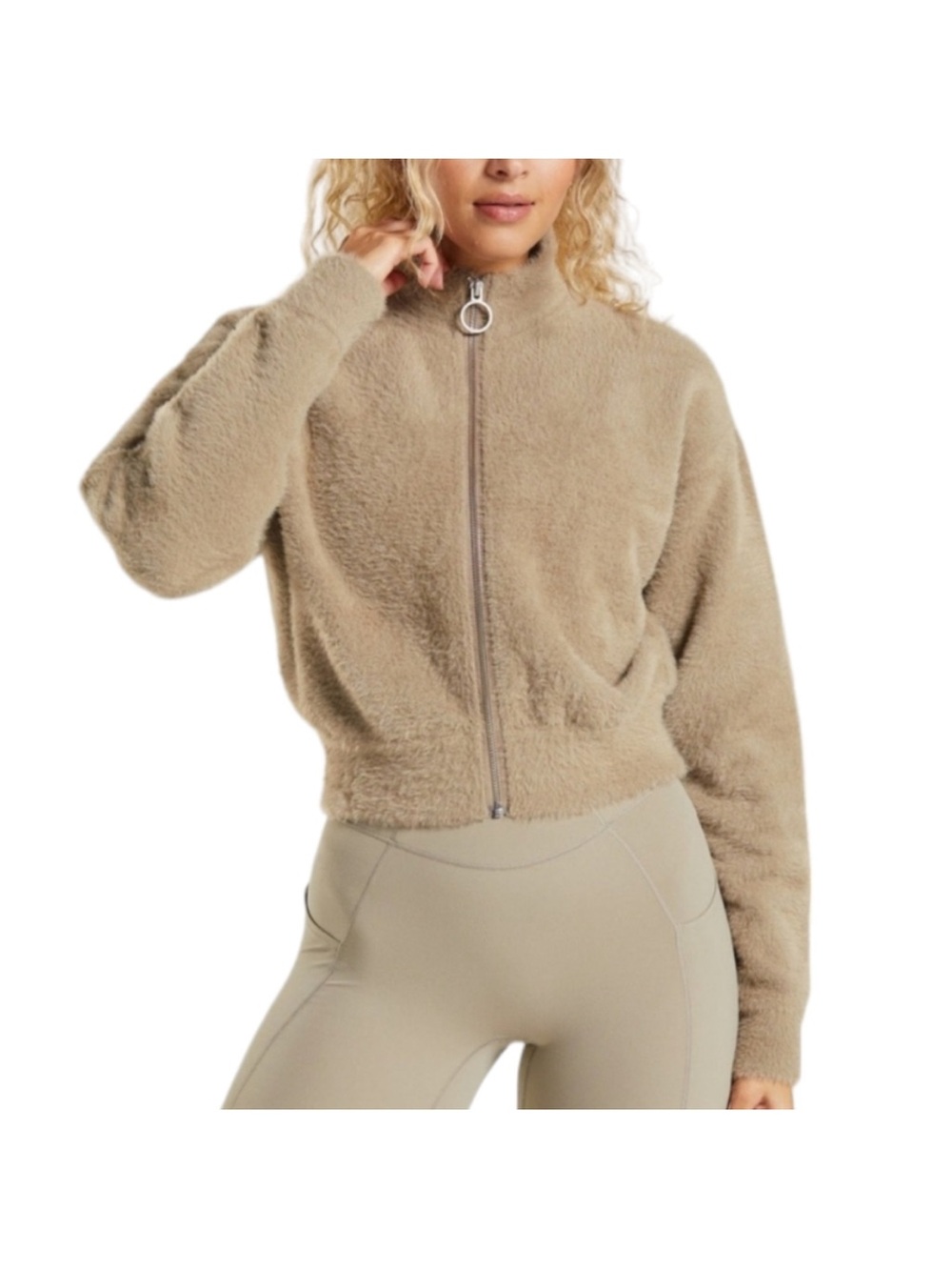 Gym shark eyelash knit crop jacket